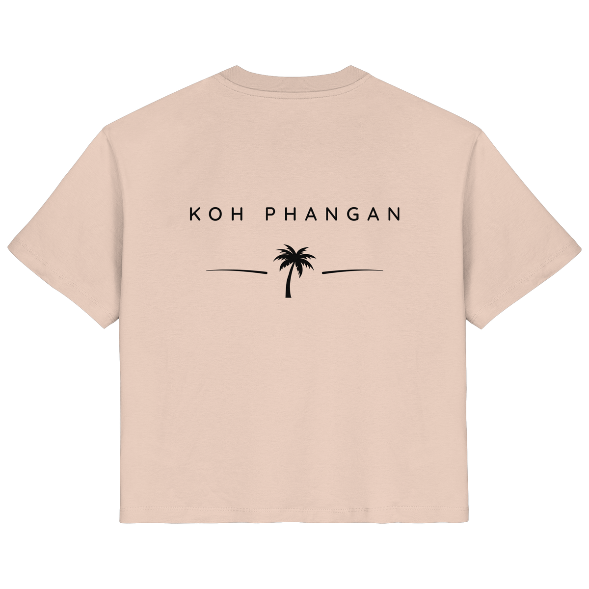Original-Mockup des Damen Bio T-Shirt in Fraiche Peche mit Koh-Phangan-Minimal-Backprint