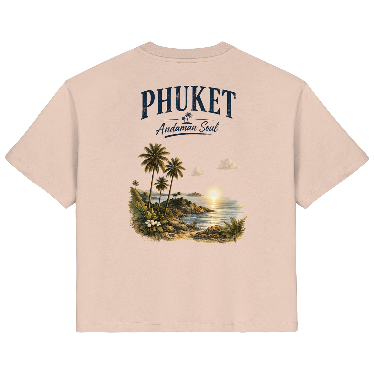 Phuket Andaman Soul Damen Bio-T-Shirt in Fraiche Peche mit Rückenprint – Produktansicht
