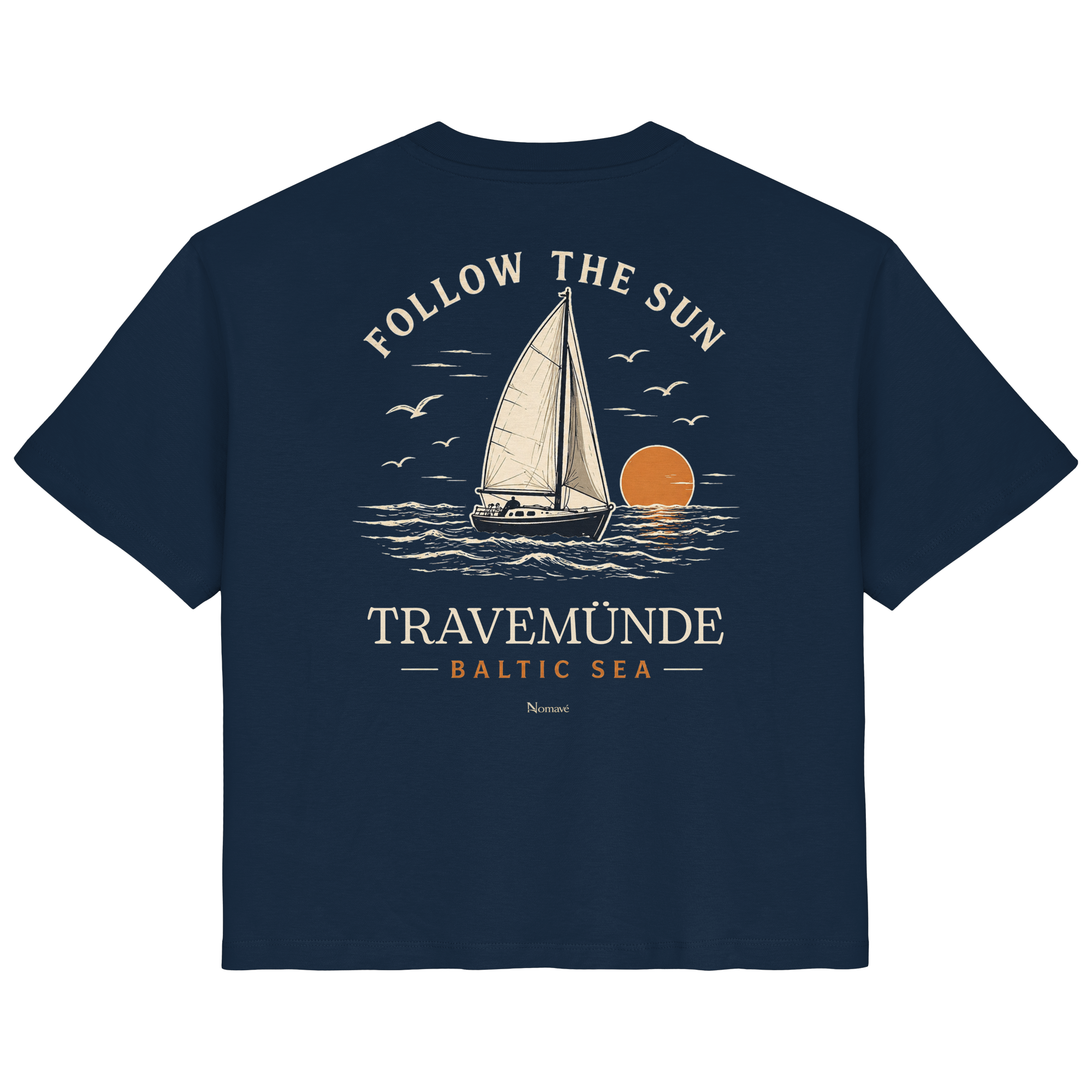 Follow The Sun Dark Edition - backprint - Damen Organic Bio Ostsee Küsten Travemünde Shirt