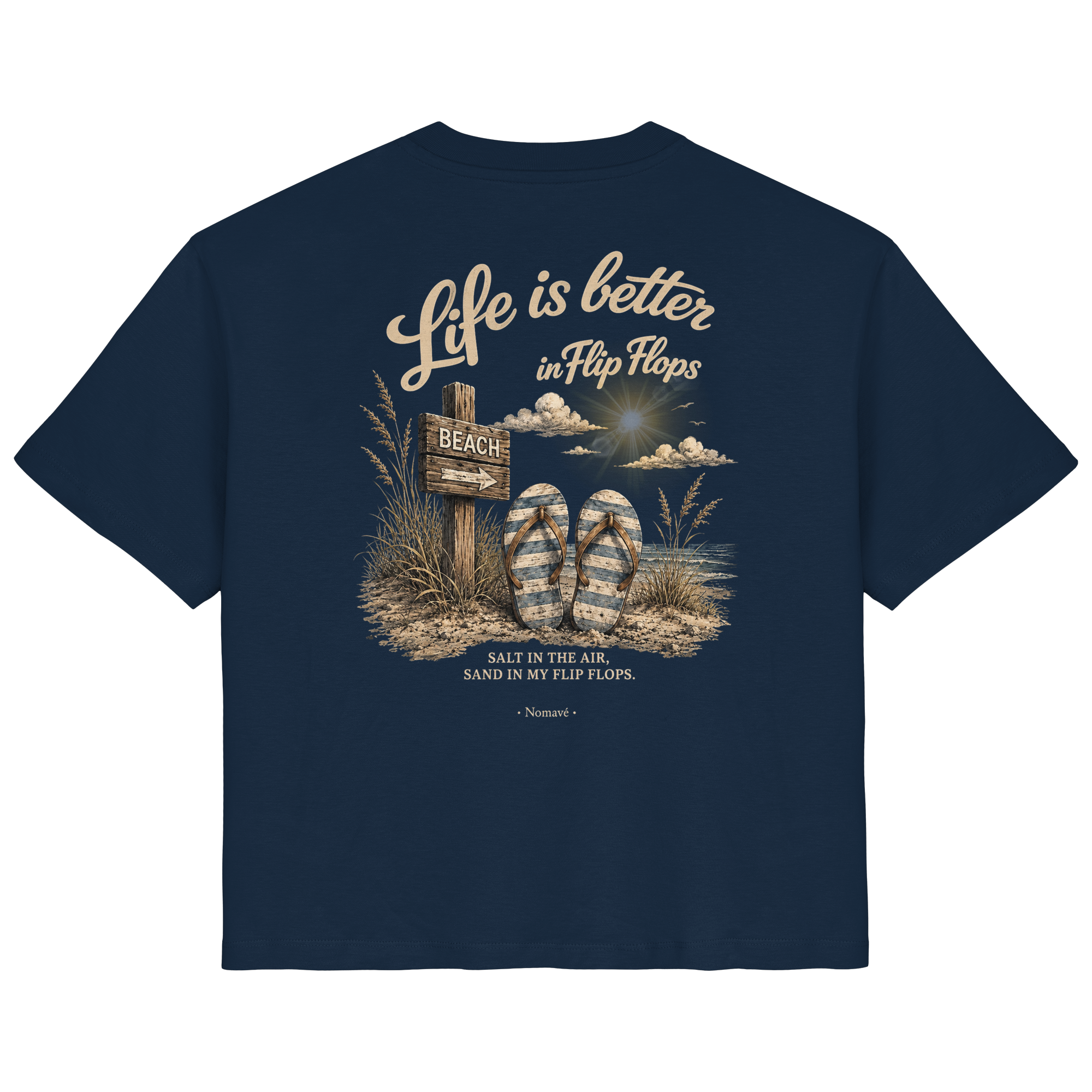 Life-is-better-in-flip-flops-dark-edition-backprint - Ladies Organic Shirt