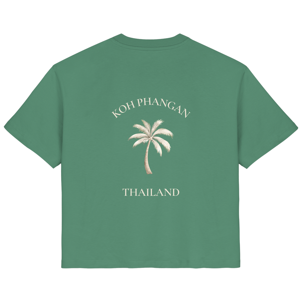 Damen Bio T-Shirt in green bay mit Koh Phangan Mini Palm Motiv als Backprint – Original-Mockup