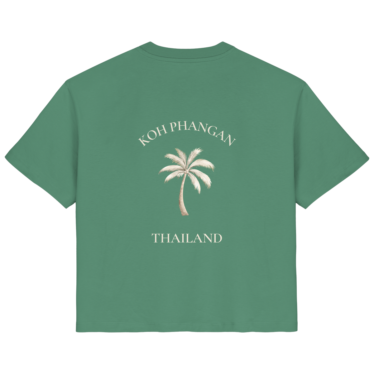 Damen Bio T-Shirt in green bay mit Koh Phangan Mini Palm Motiv als Backprint – Original-Mockup