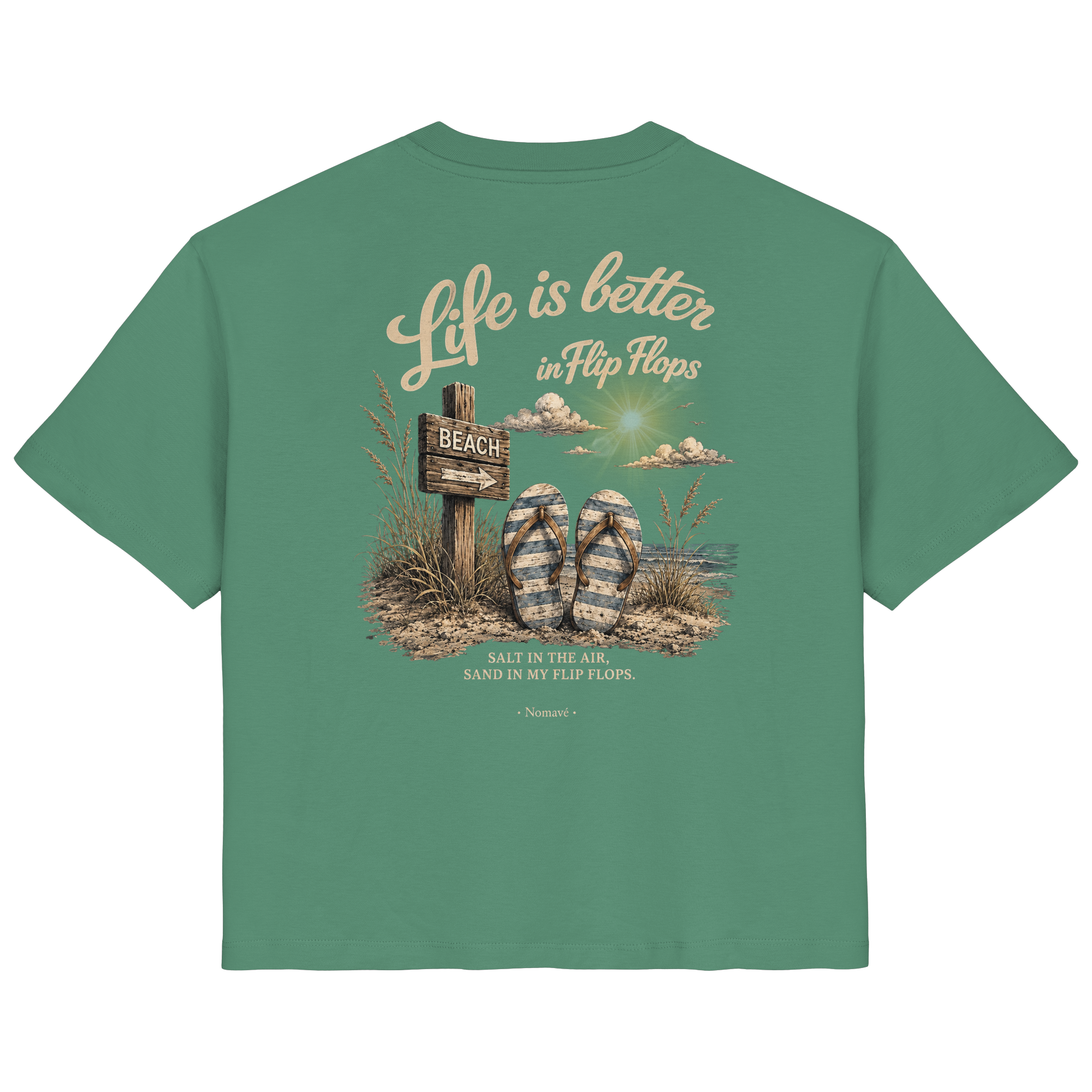 Life-is-better-in-flip-flops-dark-edition-backprint - Ladies Organic Shirt