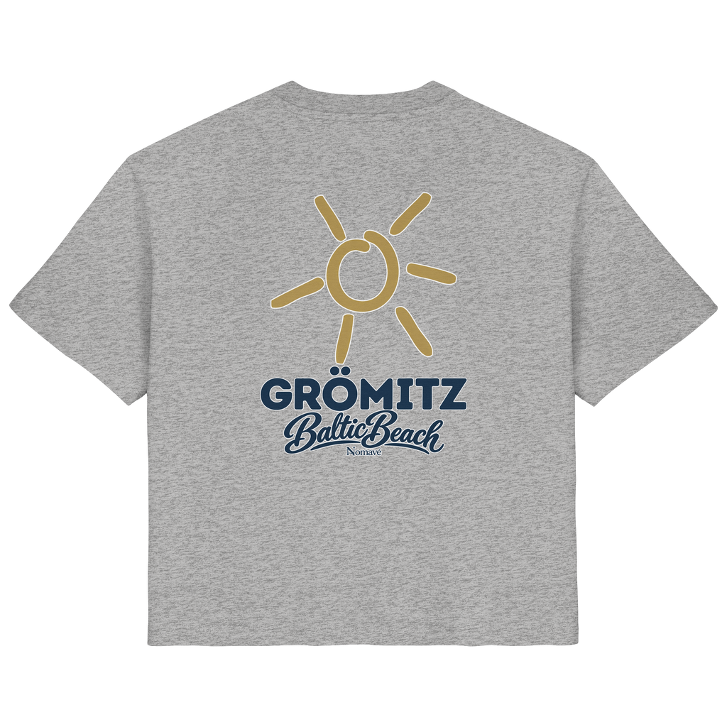 Grömitz Sonne Damen Bio T-Shirt Baltic Beach Rückendruck in Heather Grey – Shirtigo-Originalmockup 3