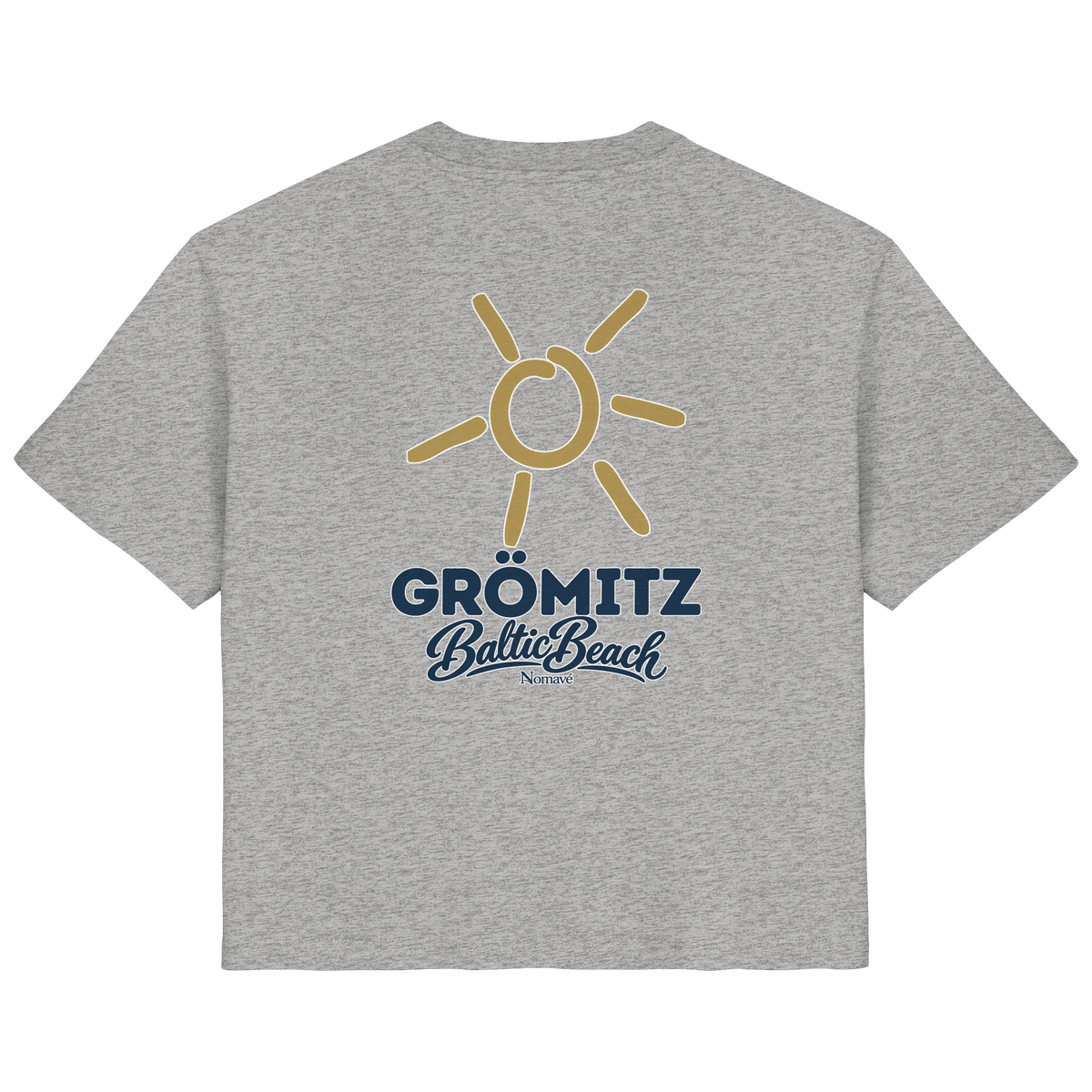 Grömitz Sonne Damen Bio T-Shirt Baltic Beach Rückendruck in Heather Grey – Shirtigo-Originalmockup 3