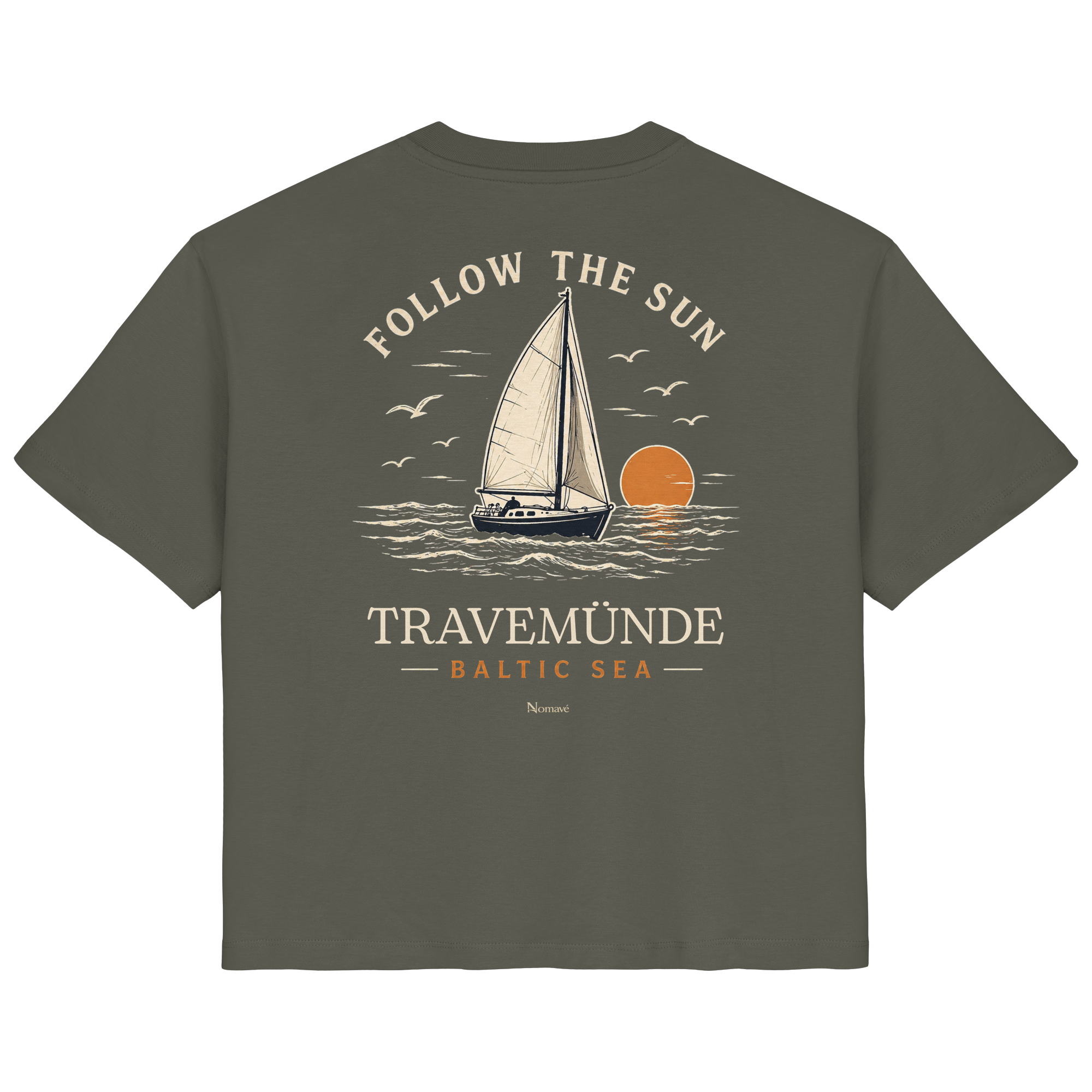 Follow The Sun Dark Edition - backprint - Damen Organic Bio Ostsee Küsten Travemünde Shirt