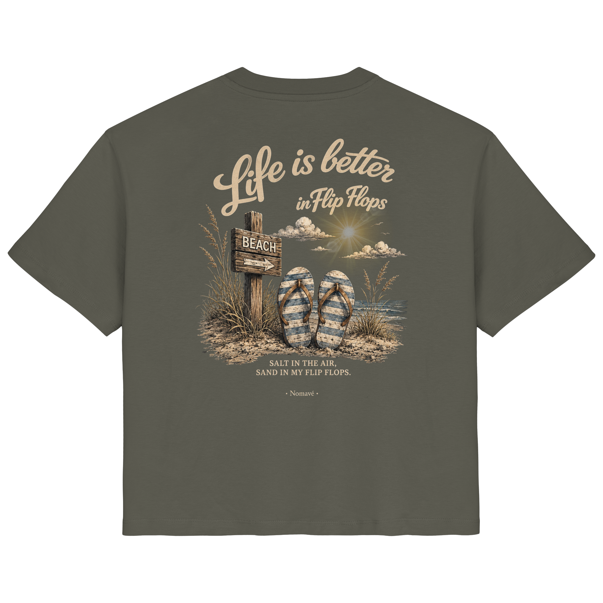 Life-is-better-in-flip-flops-dark-edition-backprint - Ladies Organic Shirt
