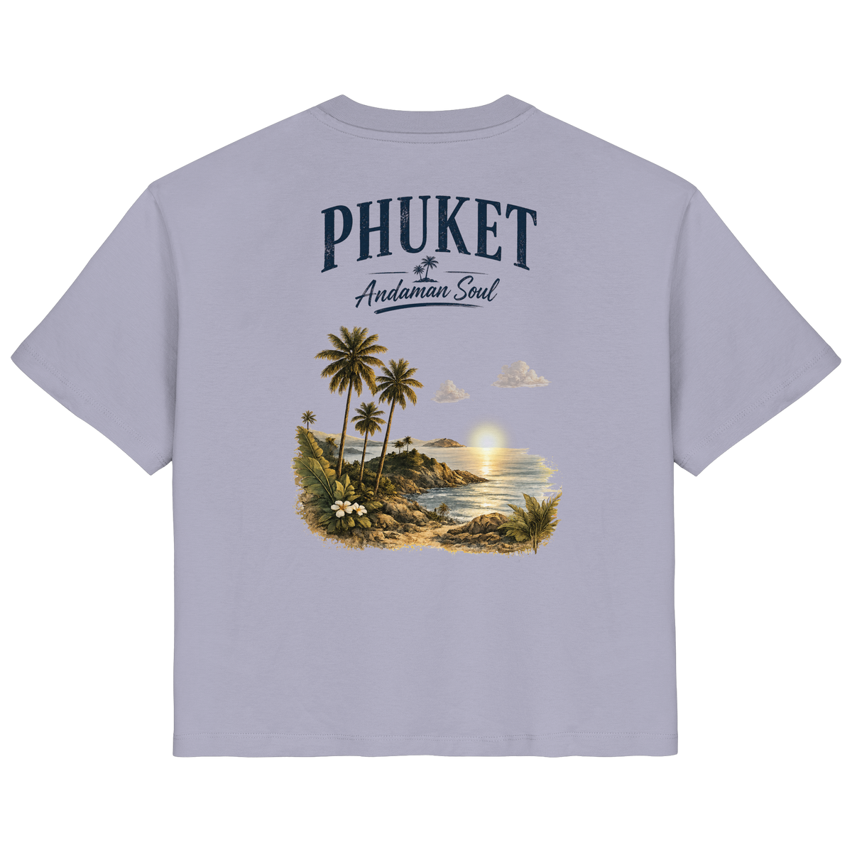 Phuket Andaman Soul Damen Bio-T-Shirt in Lavender mit Rückenprint – Produktansicht