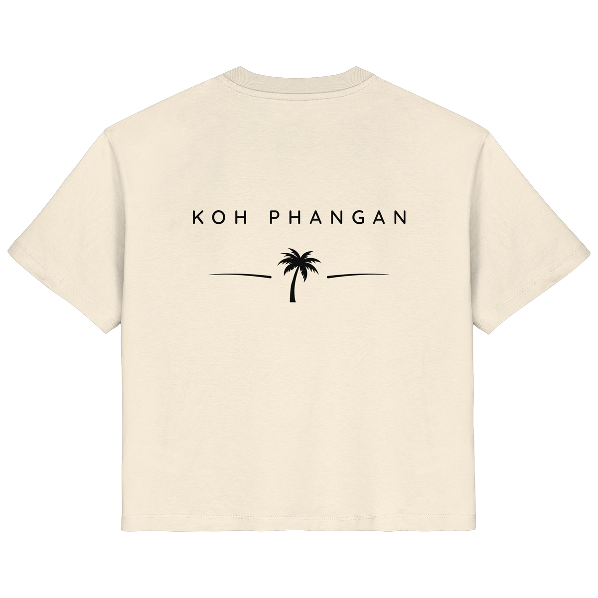 Original-Mockup des Damen Bio T-Shirt in Natural Raw mit Koh-Phangan-Minimal-Backprint