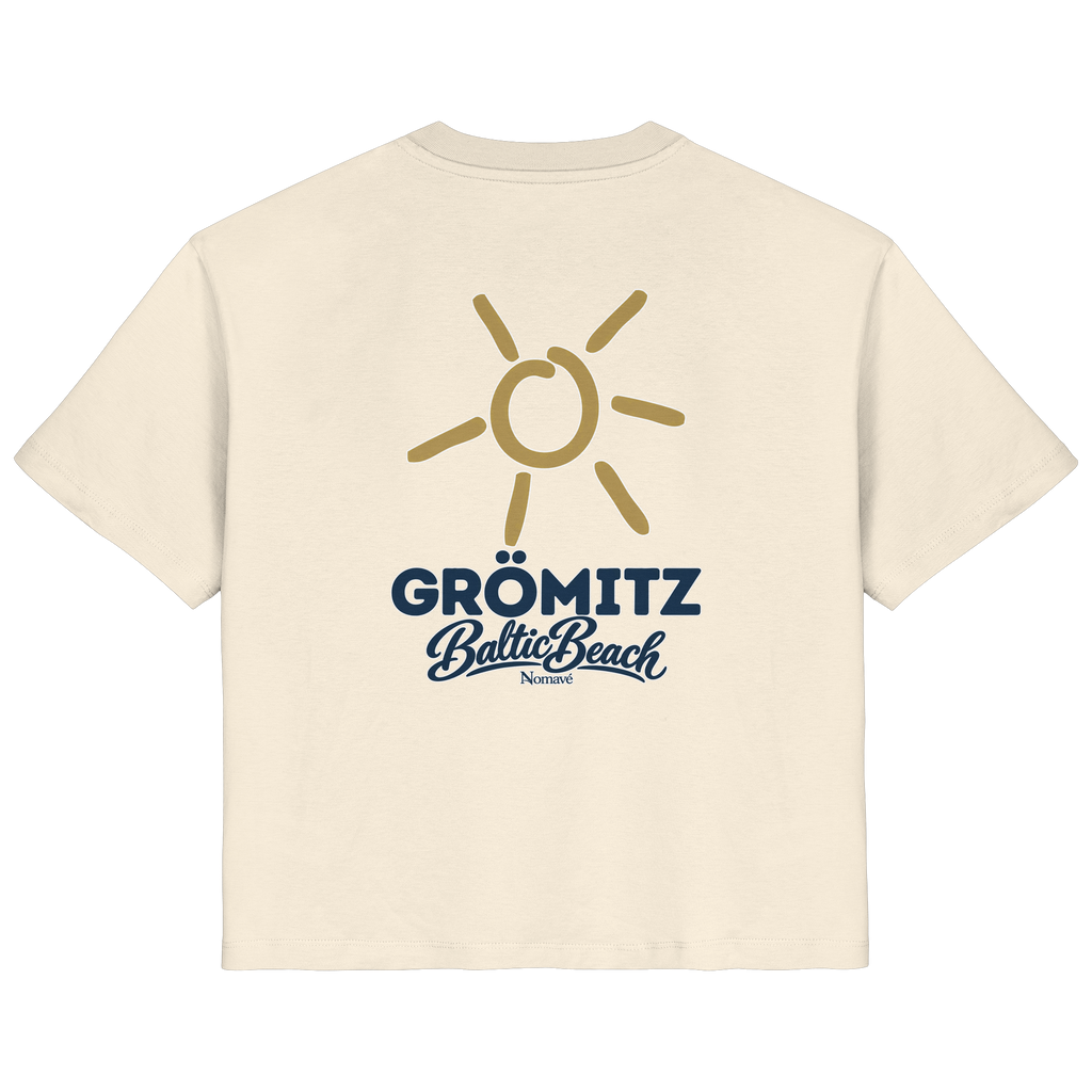 Grömitz Sonne Damen Bio T-Shirt Baltic Beach Rückendruck in Natural Raw – Shirtigo-Originalmockup 1