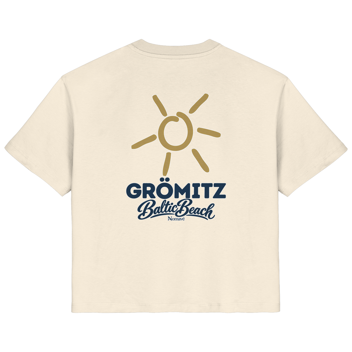 Grömitz Sonne Damen Bio T-Shirt Baltic Beach Rückendruck in Natural Raw – Shirtigo-Originalmockup 1