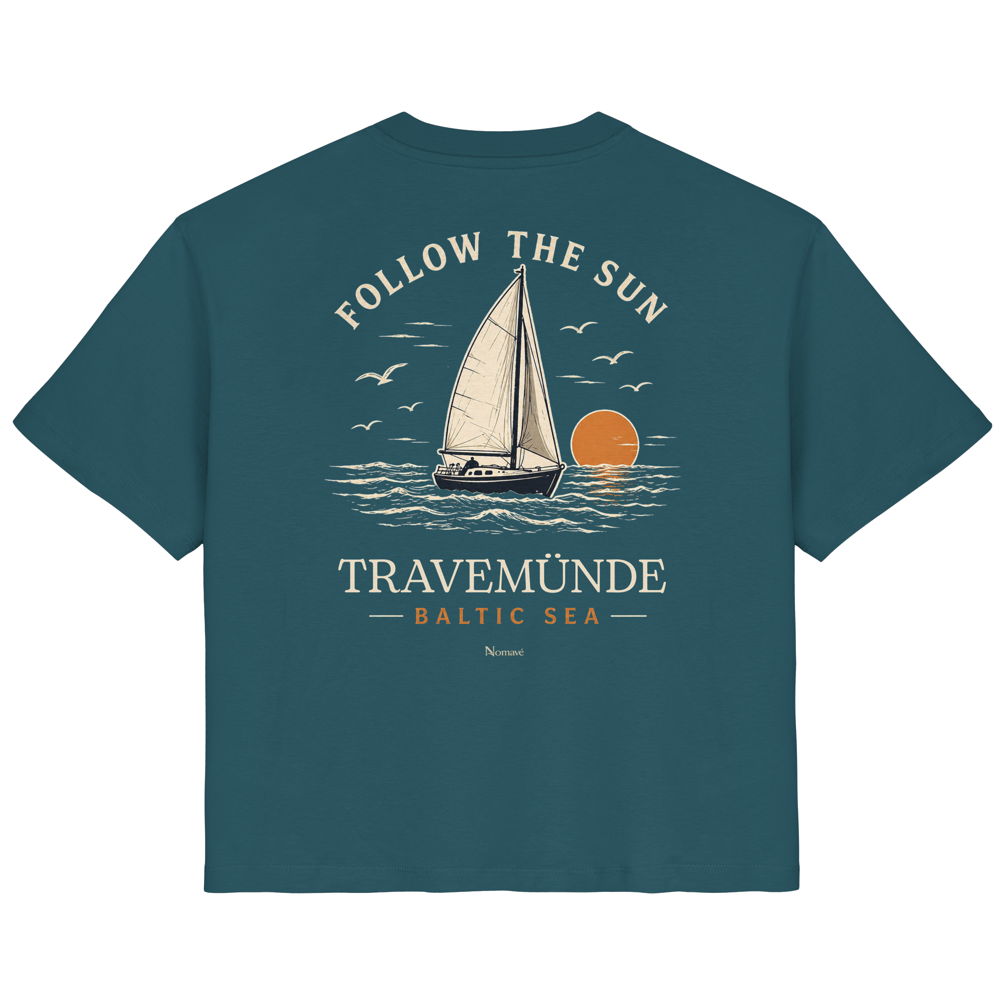 Follow The Sun Dark Edition - backprint - Damen Organic Bio Ostsee Küsten Travemünde Shirt
