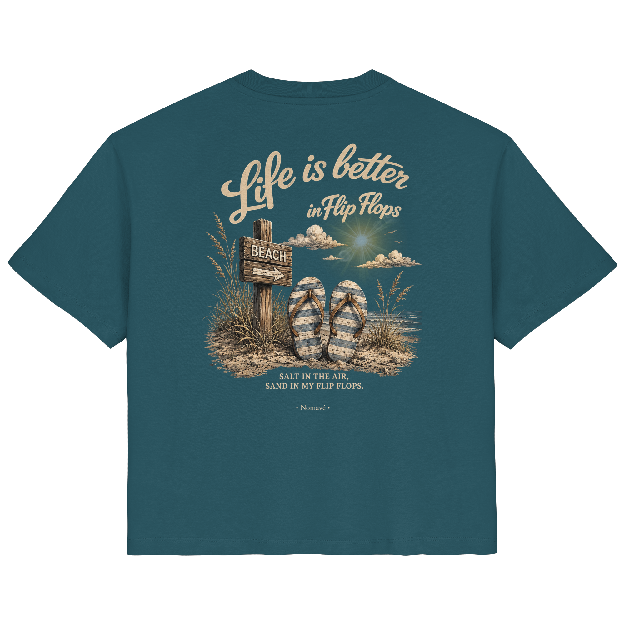 Life-is-better-in-flip-flops-dark-edition-backprint - Ladies Organic Shirt