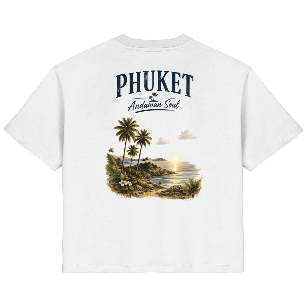 Phuket Andaman Soul Damen Bio-T-Shirt in Weiß mit Rückenprint – Produktansicht