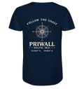 Priwall – Follow the Coast – Dark Edition – Herren Bio V-Ausschnitt T-Shirt – Backprint