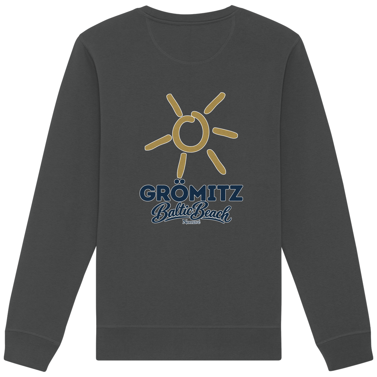 Grömitz Sonne Bio Unisex Sweatshirt Baltic Beach Rückendruck – Shirtigo-Originalmockup 9 (anthracite)