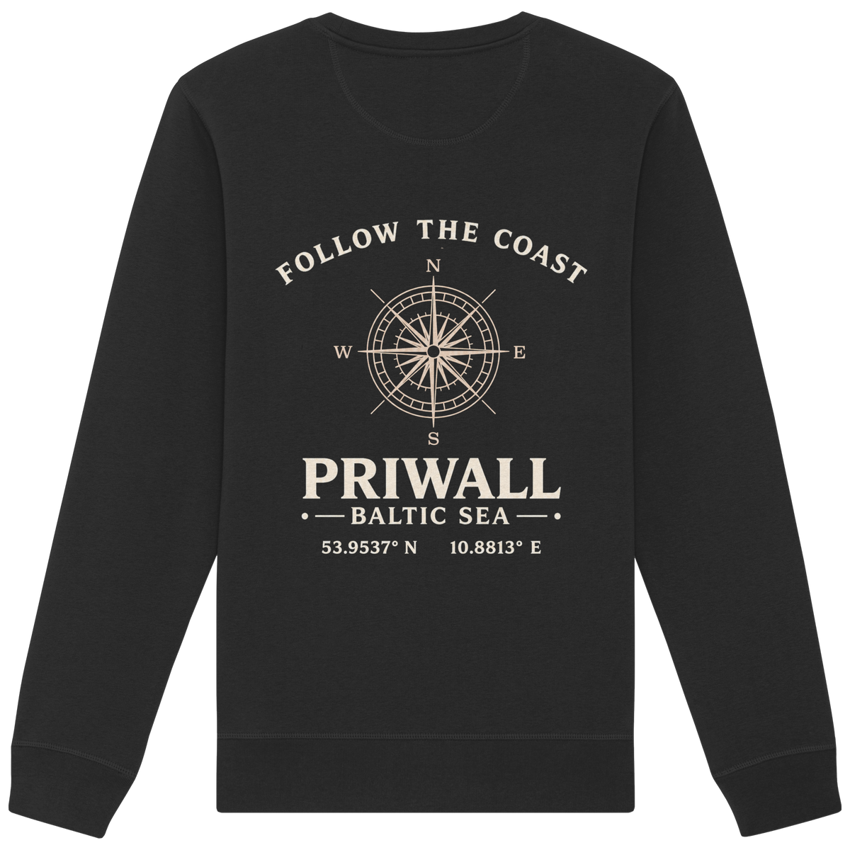 Priwall – Follow the Coast – Dark Edition – Bio Unisex Sweatshirt – Backprint