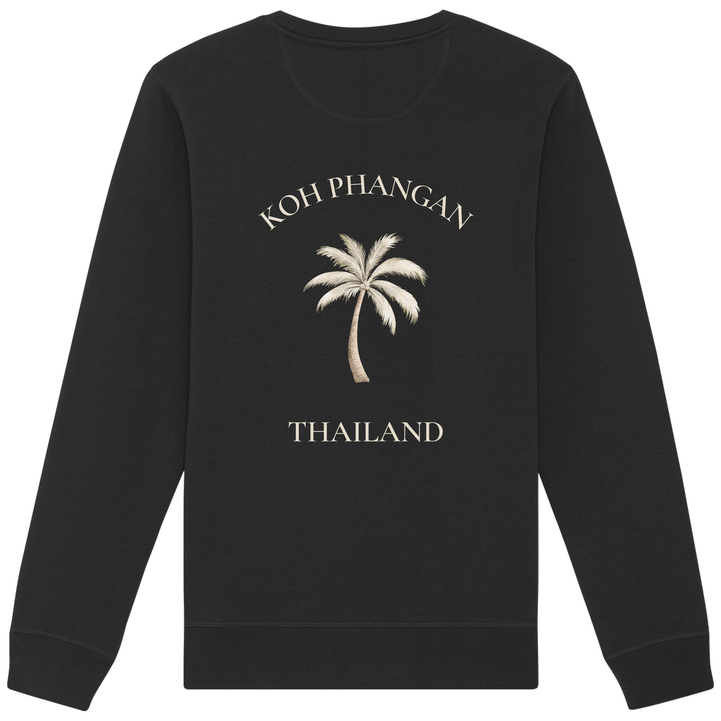 Bio Unisex Sweatshirt in black mit Koh Phangan Mini Palm Motiv als Backprint – Original-Mockup