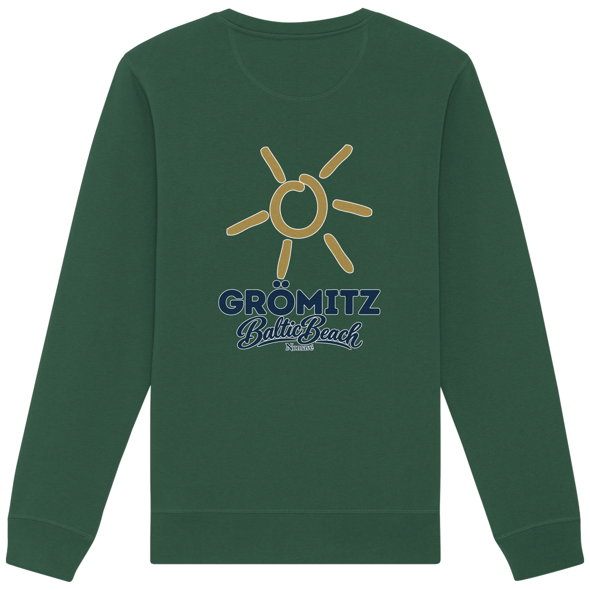 Grömitz Sonne Bio Unisex Sweatshirt Baltic Beach Rückendruck – Shirtigo-Originalmockup 7 (bottle-green)