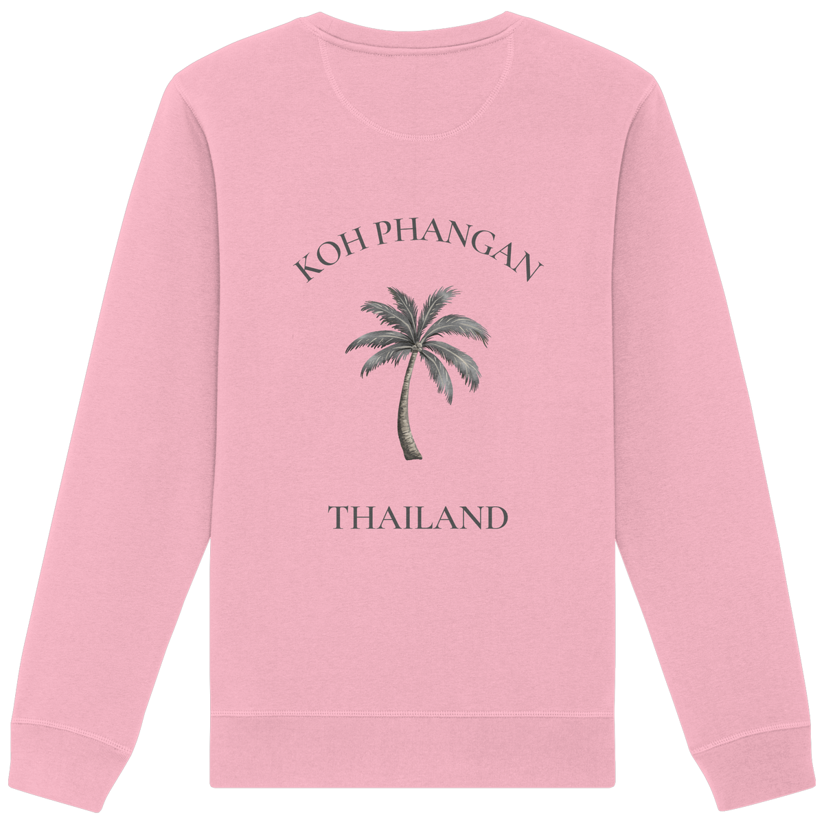 Koh Phangan Mini Palm – Bio Unisex Sweatshirt – Backprint – Originalmockup in Cotton Pink, Produktansicht 3