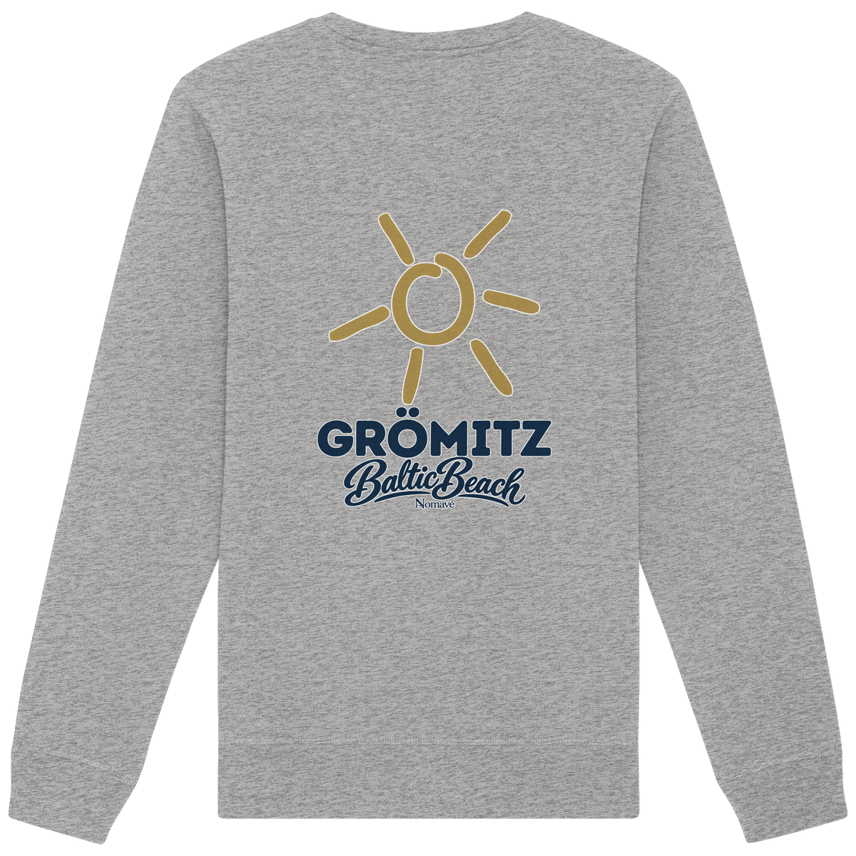 Grömitz Sonne Bio Unisex Sweatshirt Baltic Beach Rückendruck – Shirtigo-Originalmockup 2 (heather-grey)