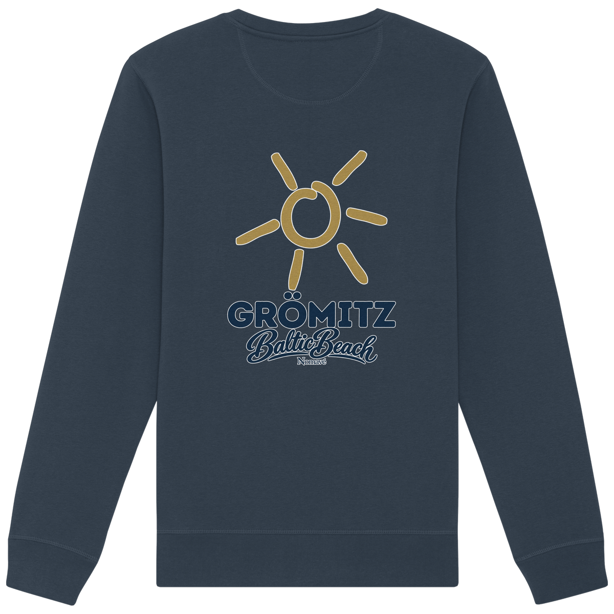 Grömitz Sonne Bio Unisex Sweatshirt Baltic Beach Rückendruck – Shirtigo-Originalmockup 8 (india-ink-grey)