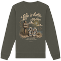 Life-is-better-in-flip-flops-dark-edition-backprint - Organic Basic Unisex Sweatshirt