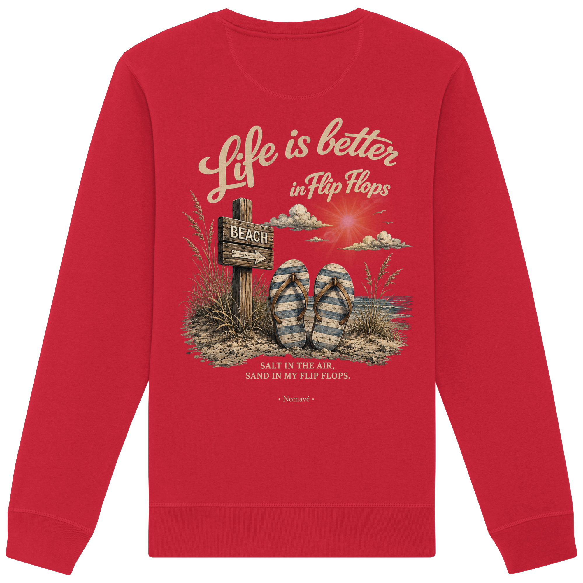 Life-is-better-in-flip-flops-dark-edition-backprint - Organic Basic Unisex Sweatshirt