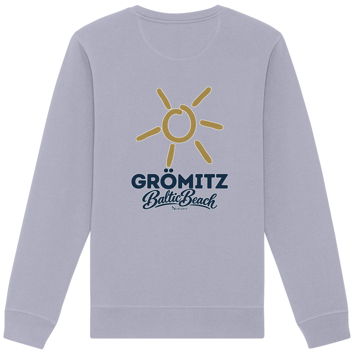 Grömitz Sonne Bio Unisex Sweatshirt Baltic Beach Rückendruck – Shirtigo-Originalmockup 5 (serene-blue)