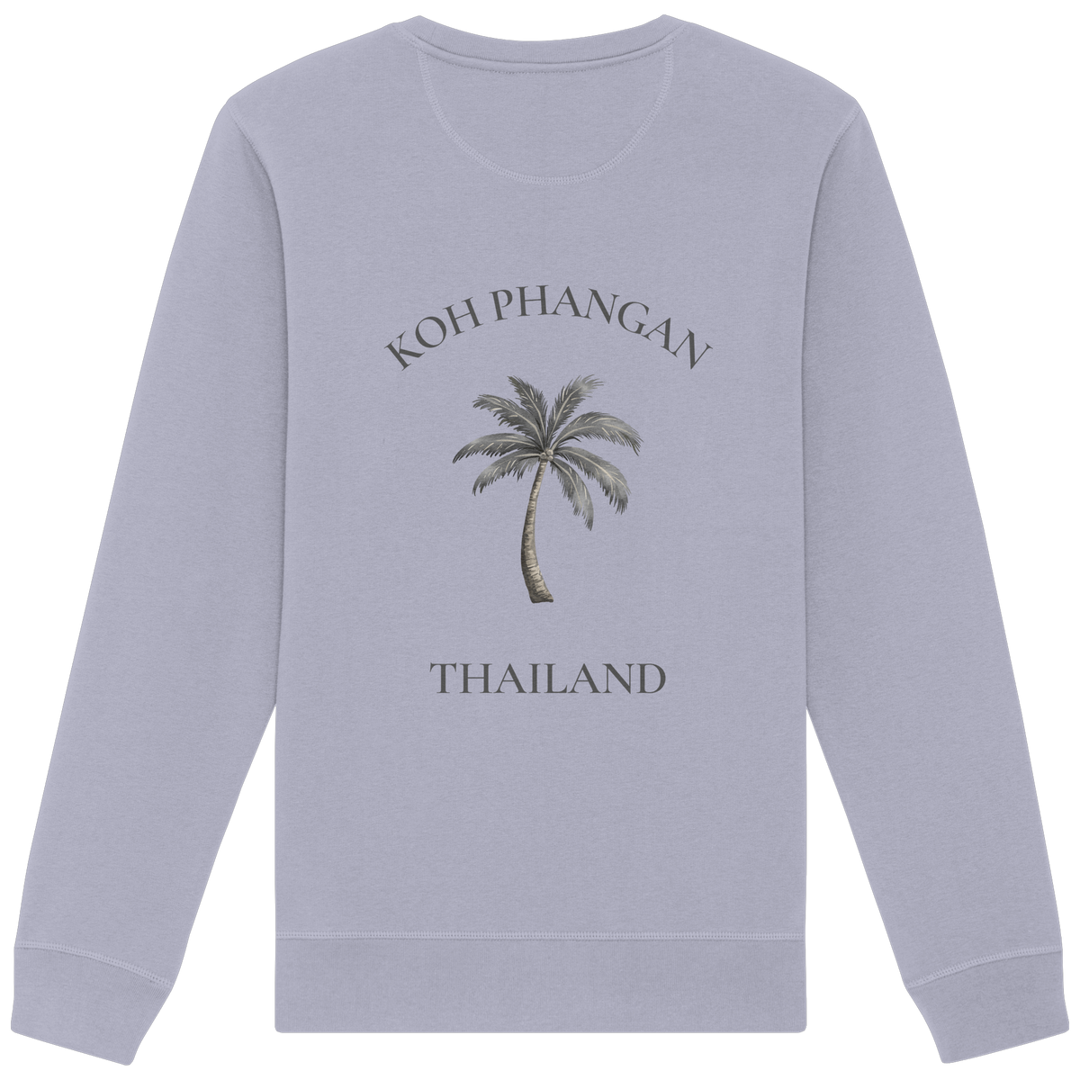 Koh Phangan Mini Palm – Bio Unisex Sweatshirt – Backprint – Originalmockup in Serene Blue, Produktansicht 5