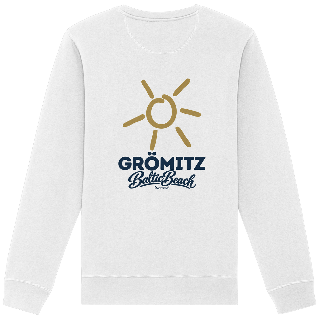 Grömitz Sonne Bio Unisex Sweatshirt Baltic Beach Rückendruck – Shirtigo-Originalmockup 1 (white)