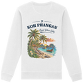 Bio Unisex Sweatshirt – Backprint in white als Original-Mockup mit Koh Phangan Good Vibes Only Backprint