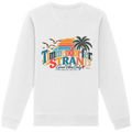Timmendorfer Strand – Good Vibes Only – Unisex Sweatshirt mit Rückenprint – White; originales Katalogmockup der Rückansicht mit Rückenprint.