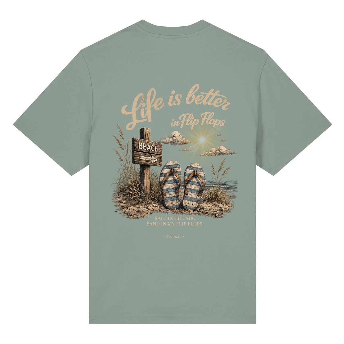 Life-is-better-in-flip-flops-dark-edition-backprint - Organic Heavy Shirt