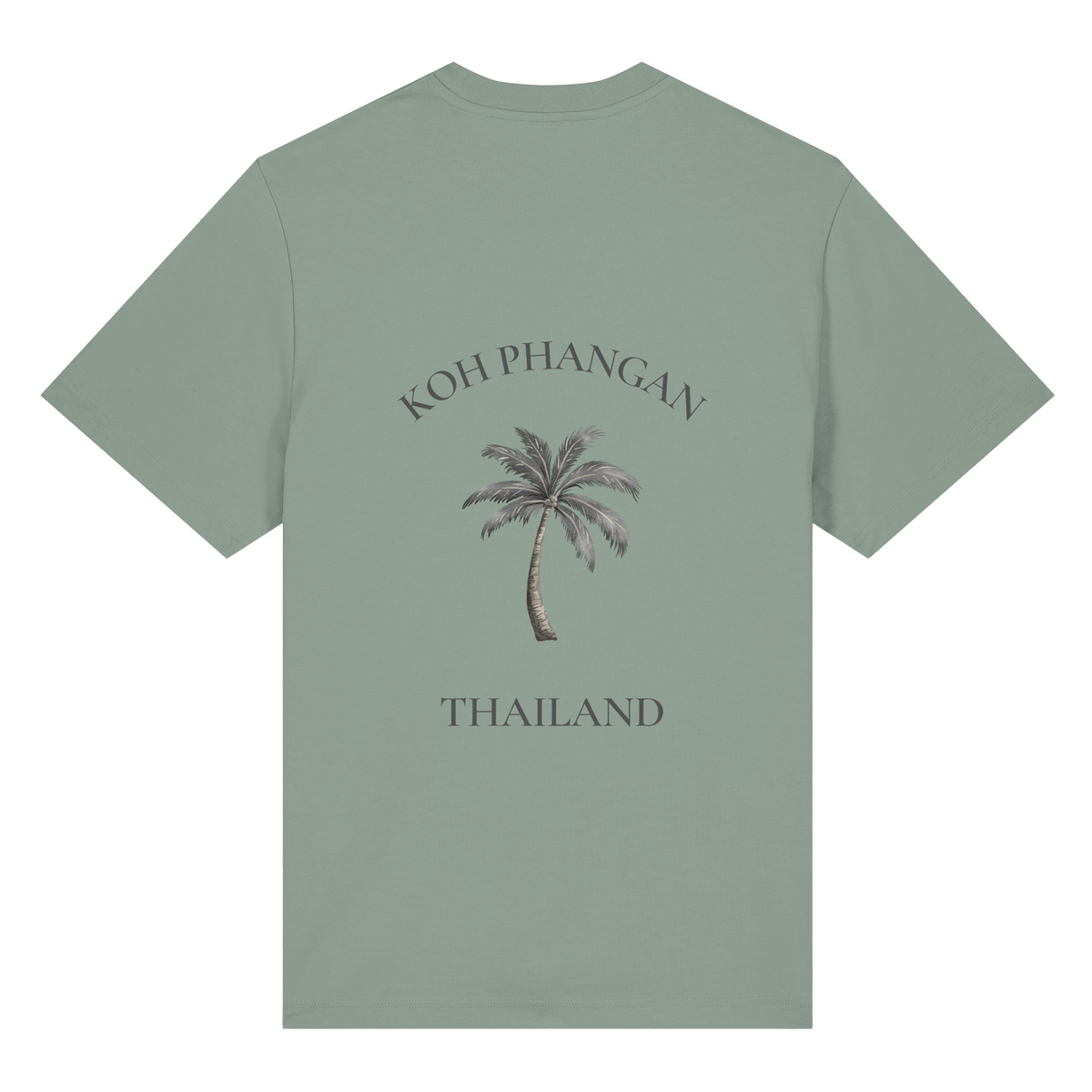 Bio Heavy T-Shirt in aloe mit Koh Phangan Mini Palm Motiv als Backprint – Original-Mockup
