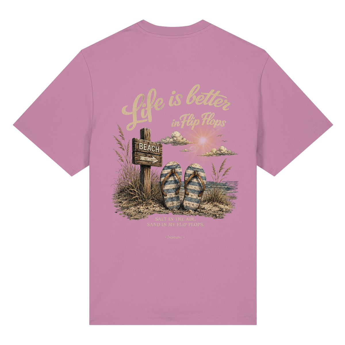 Life-is-better-in-flip-flops-dark-edition-backprint - Organic Heavy Shirt