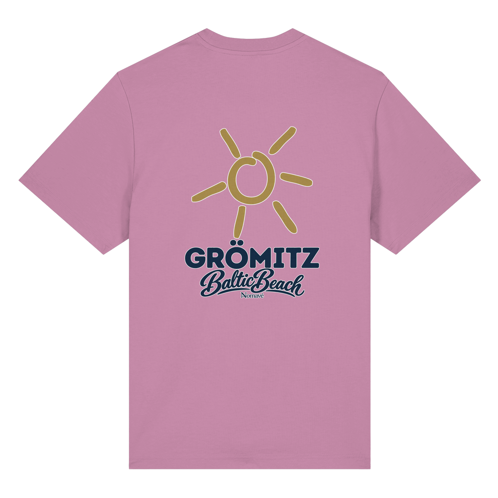 Grömitz Sonne Bio-Heavy T-Shirt Baltic Beach mit Rückendruck in Bubble Pink – Shirtigo-Originalmockup 8