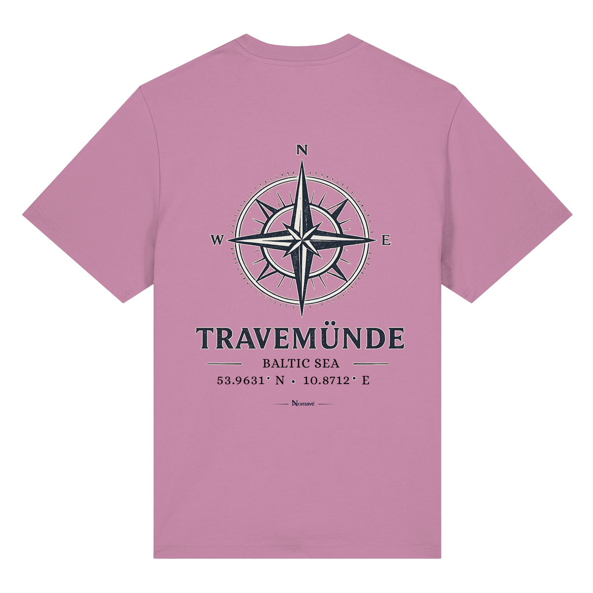 Travemünde Windrose – Bio-Heavy T-Shirt – Helle Edition Rückenprint