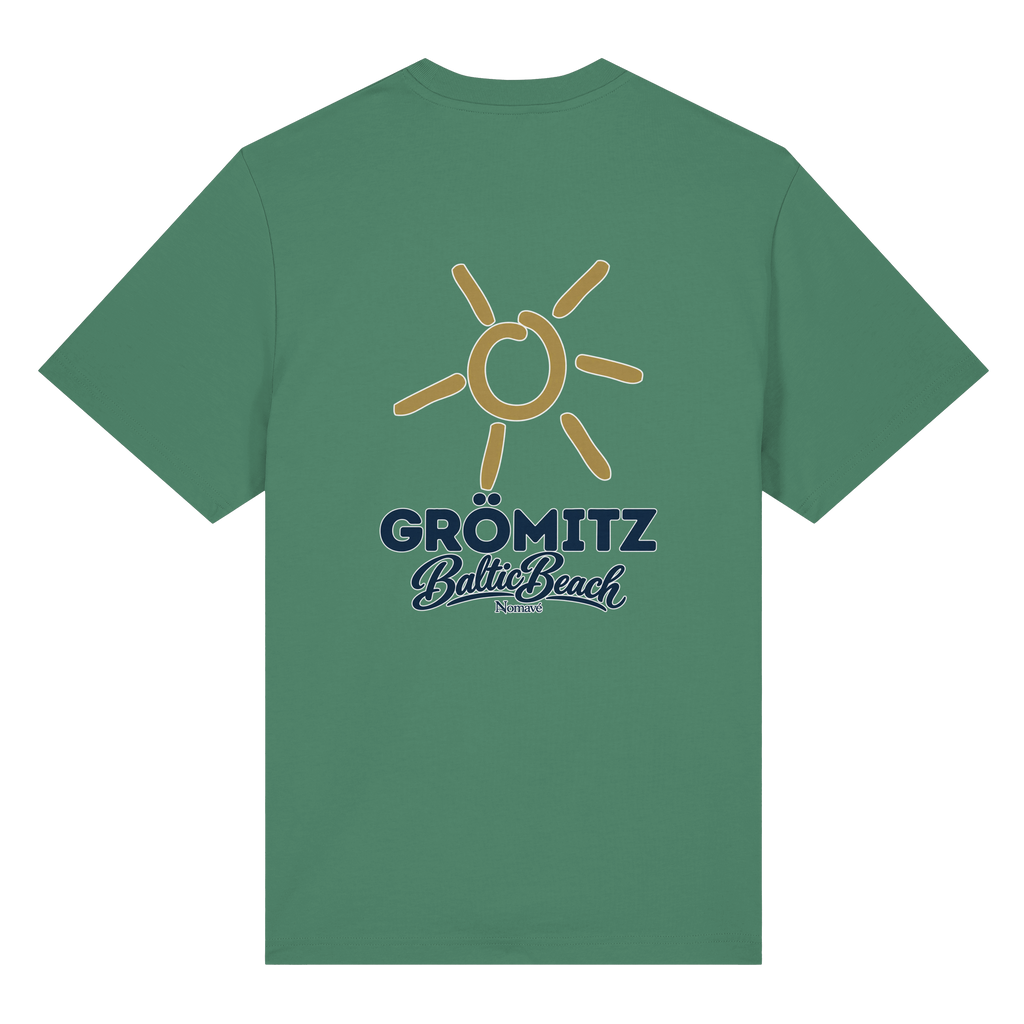Grömitz Sonne Bio-Heavy T-Shirt Baltic Beach mit Rückendruck in Green Bay – Shirtigo-Originalmockup 9