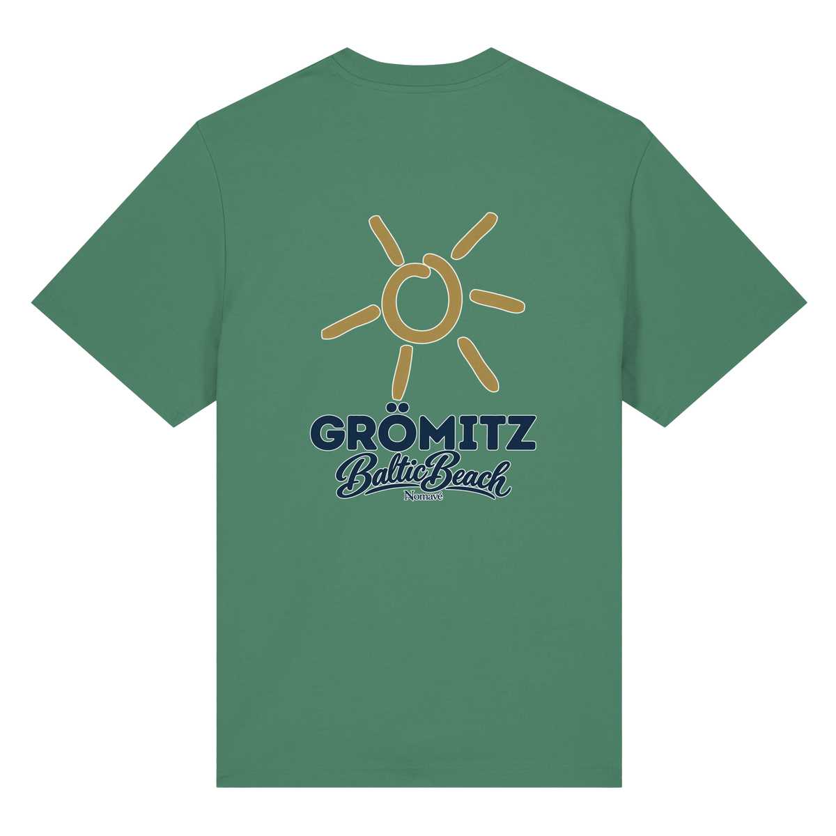 Grömitz Sonne Bio-Heavy T-Shirt Baltic Beach mit Rückendruck in Green Bay – Shirtigo-Originalmockup 9