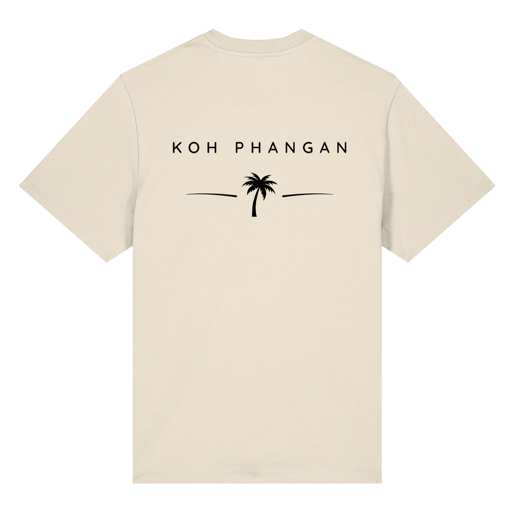 Original-Mockup des Bio Heavy T-Shirt in Natural Raw mit Koh-Phangan-Minimal-Backprint