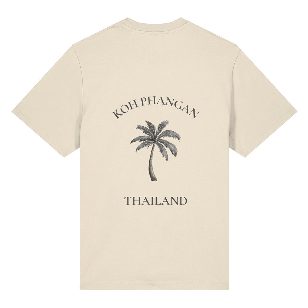 Bio Heavy T-Shirt in natural raw mit Koh Phangan Mini Palm Motiv als Backprint – Original-Mockup