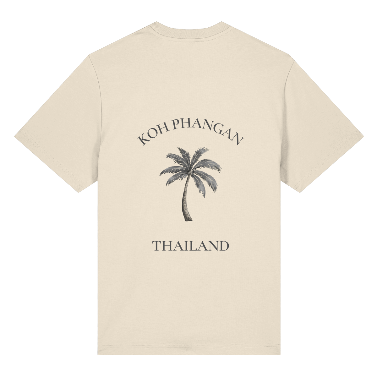 Bio Heavy T-Shirt in natural raw mit Koh Phangan Mini Palm Motiv als Backprint – Original-Mockup