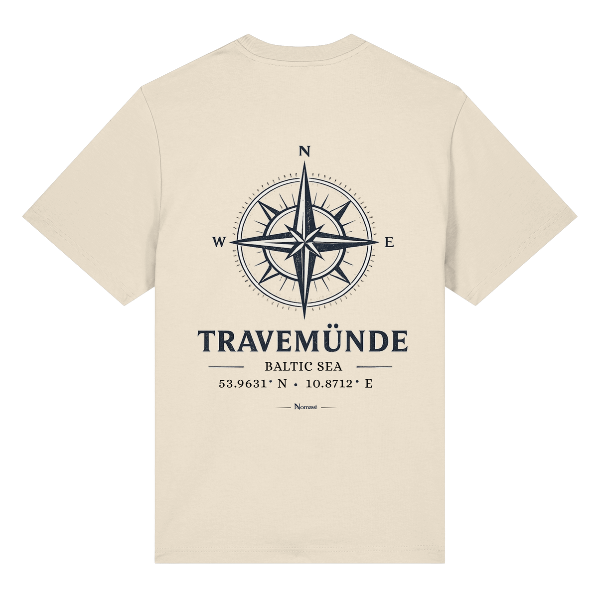 Travemünde-Windrose-hell-back - Bio-Heavy Shirt