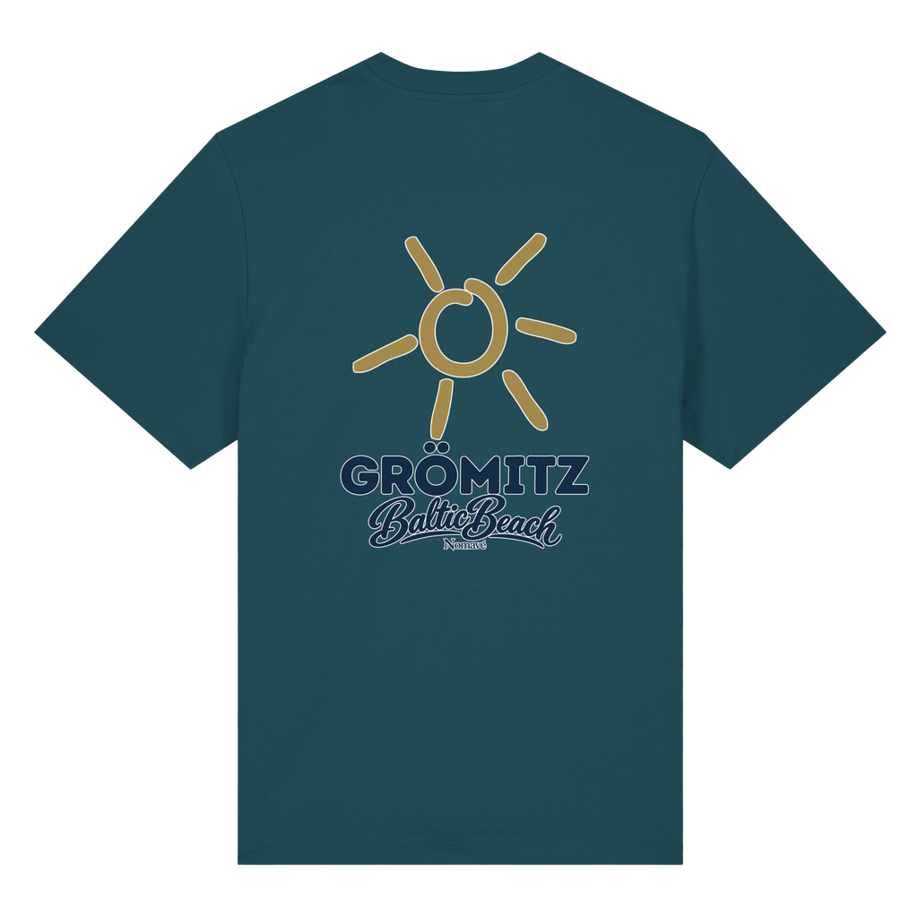 Grömitz Sonne Bio-Heavy T-Shirt Baltic Beach mit Rückendruck in Stargazer – Shirtigo-Originalmockup 7