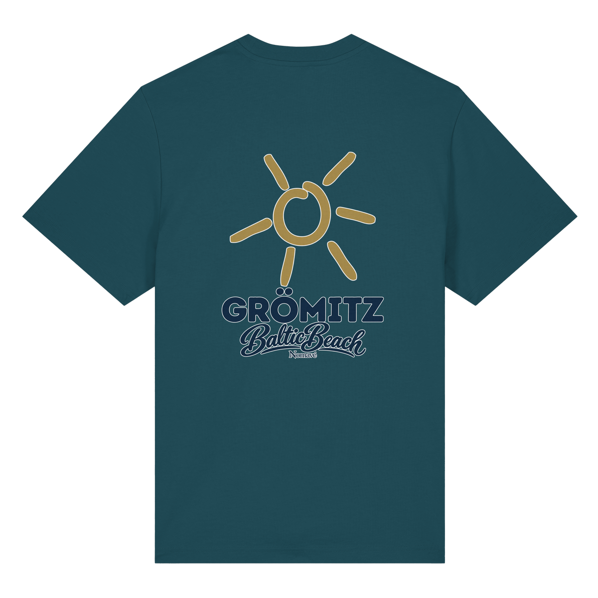 Grömitz Sonne Bio-Heavy T-Shirt Baltic Beach mit Rückendruck in Stargazer – Shirtigo-Originalmockup 7