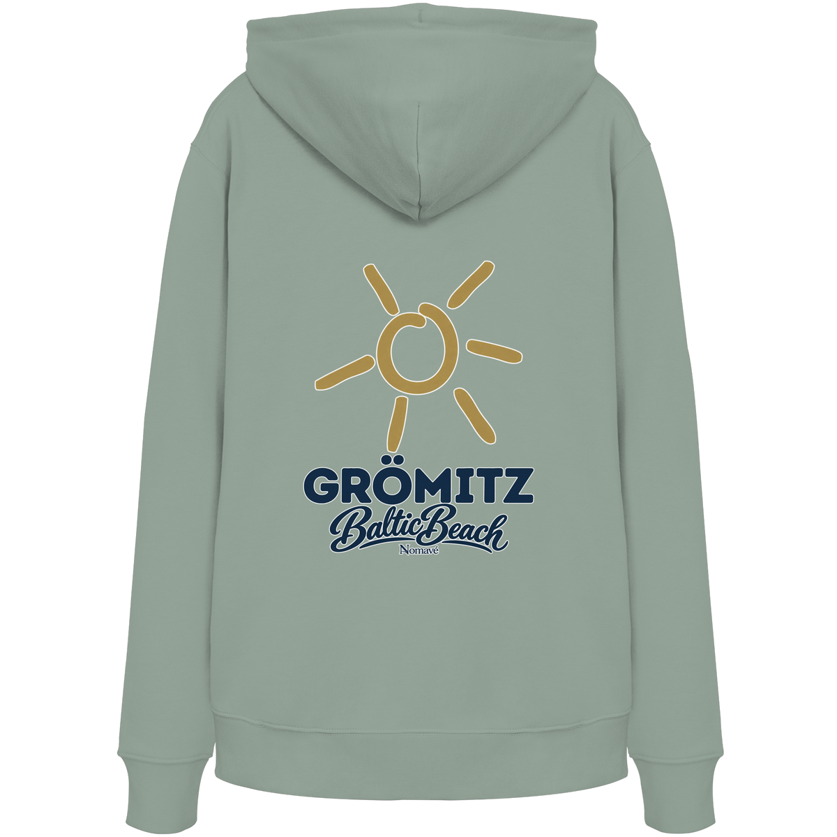 Grömitz Sonne Bio Hoodie Baltic Beach Rückendruck – Shirtigo-Originalmockup 4 (aloe)