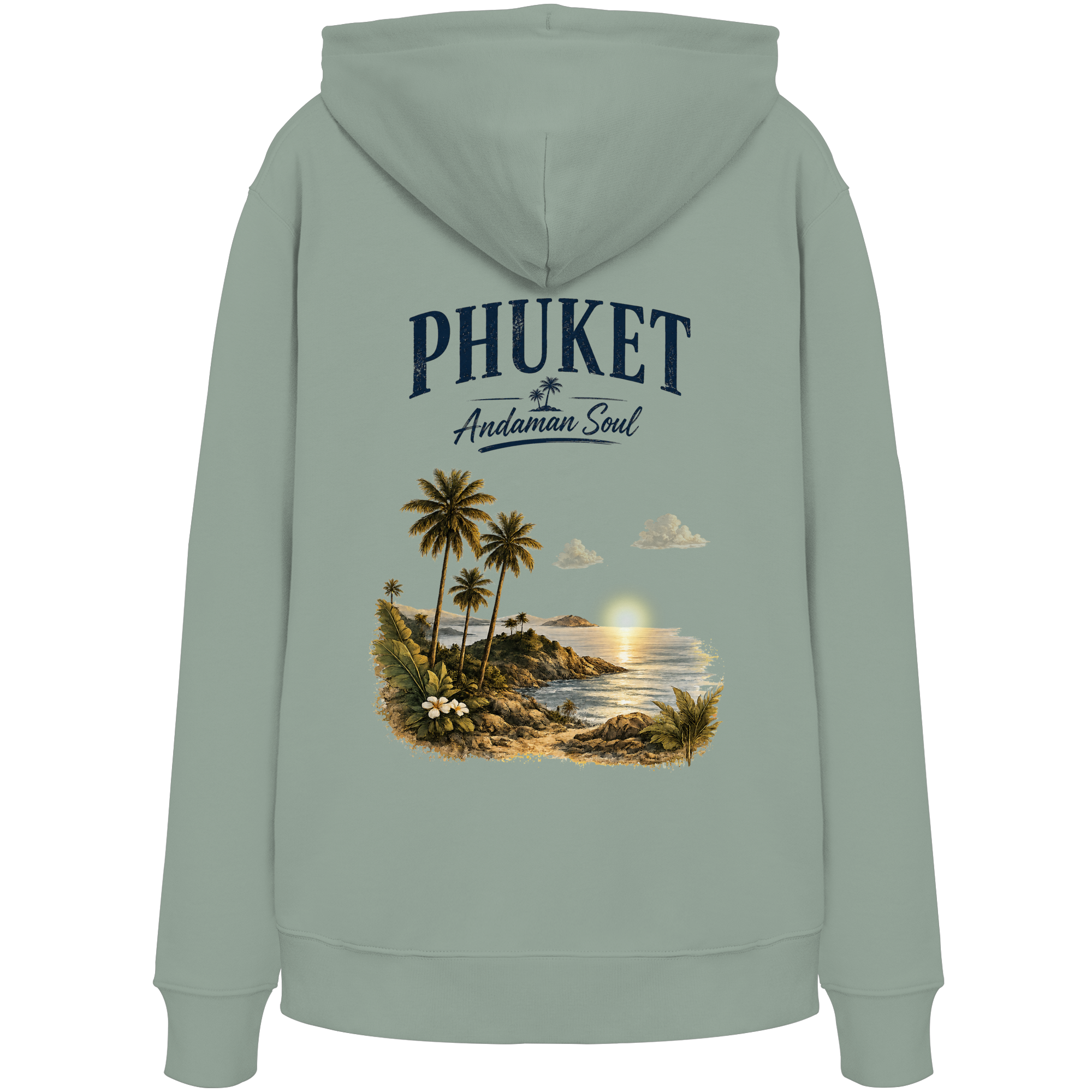 Phuket Thailand – Andaman Soul – Vintage Rückenprint  - Bio Hoodie - Kapuzenpullover