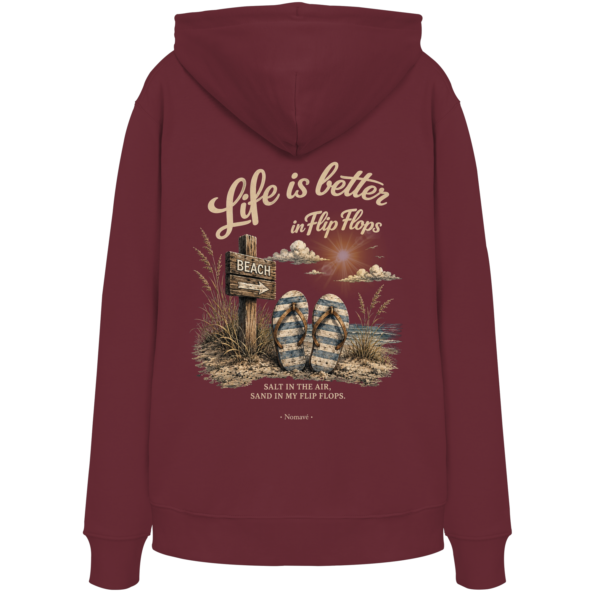 Life-is-better-in-flip-flops-dark-edition-backprint - Organic Hoodie
