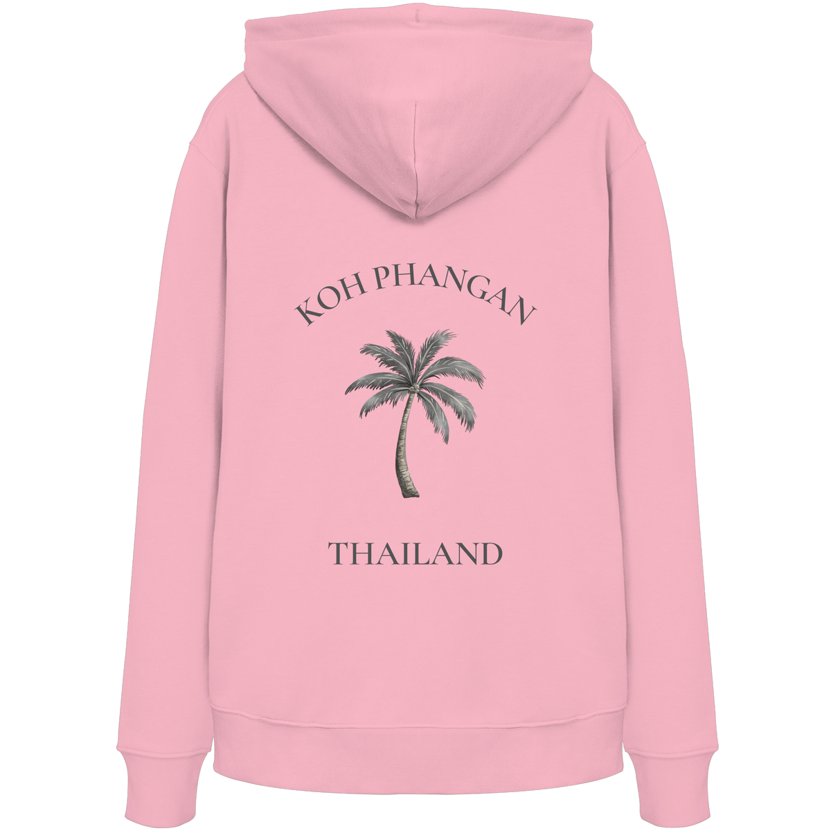 Koh Phangan Mini Palm – Bio Hoodie – Backprint – Originalmockup in Cotton Pink, Produktansicht 6